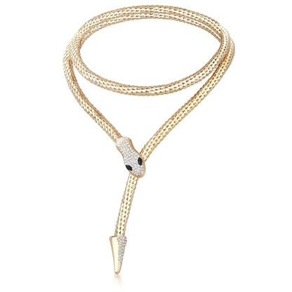 Bendable Snake Chain Necklace for Women Arm Cuff Flexible Twisty Multi-purpose DIY Bracelet and Punk Choker Trendy Medusa Snake Jewelry Gift - style: Zirconia Gold