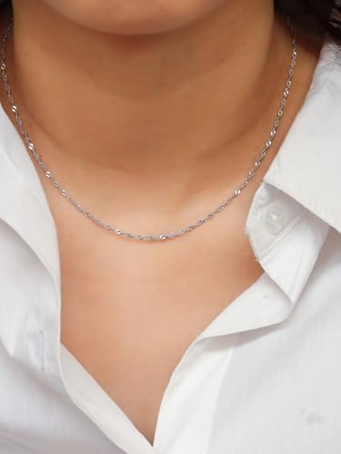 CONRAN KREMIX Waterproof Gold Necklace Layered Necklaces for Women Non Tarnish,14k Gold Plated Stainless Steel Dainty Stack Thin Chain Necklace Set for Women Gifts Jewelry - color: Silver-05