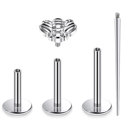 16G Astm F136 Titanium Internal Thread Flat Back Earrings Nose Studs Tragus Forward Helix Conch Cartilage Lobe Earrings Stud Medusa Labret Monroe Lip Ring Piercing Jewelry For Women Men - size: 16G--Style E
