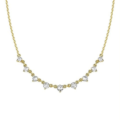 PAVOI 14K Gold Plated Station Necklace - Simulated Diamond Layering Necklaces - Womens CZ Chain - style: Princess
