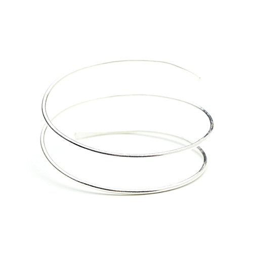 Upper Arm Cuff Bracelet Minimalist Armband for Women Fashion Jewelry | Coil Open Armlet Adjustable Bangle Trendy Layered Summer Jewelry Party Wedding Daily Wear Gift Dia 3.7" - color: Silver