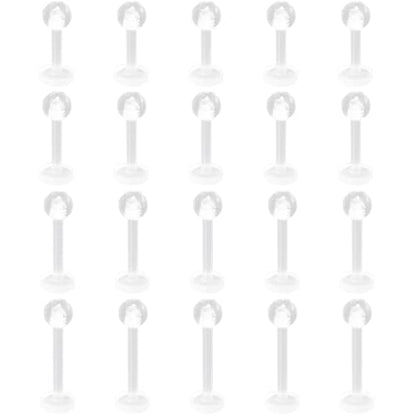 Clear Lip Piercings Set for Women Men 16 G Acrylic Tongue Rings Jewelry Nose Retainers Helix Earrings Studs Labret Piercing Para La Nariz 20 Pcs - size: 6-12 mm