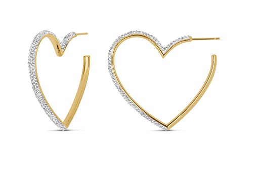 MILLA Heart Hoop Earrings, Silver & Gold Heart Earrings For Women | These Glimmering Heart Hoops are Available in Gold, Rose Gold or Silver Plated Heart Shaped Earrings - color: 14K Gold Plated