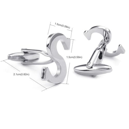 HONEY BEAR Initial Letter Cufflinks for Men Wedding Business | Personalized, Tarnish-Resistant, Steel-Plated Copper Base, Gift Box, for Groomsmen, Father, Husband, Anniversary - style: S Silver