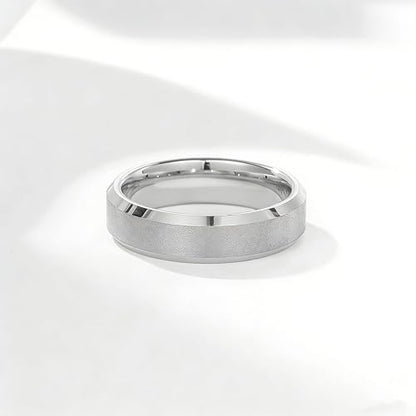 Stainless Steel Wedding Band Ring For Men Women | Sandblasted matte finish, 4mm/6mm/8mm widths, steel/black/gold-tone colors, everyday wear, wedding - color: Matte-6mm-Silver