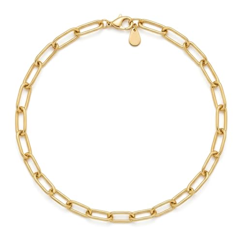 14K Gold Plated Paperclip Chain Jewelry for Women - Tarnish Resistant Minimalist Link Jewelry for Layering & Everyday Wear, Gift for Her - color: Gold-Necklace