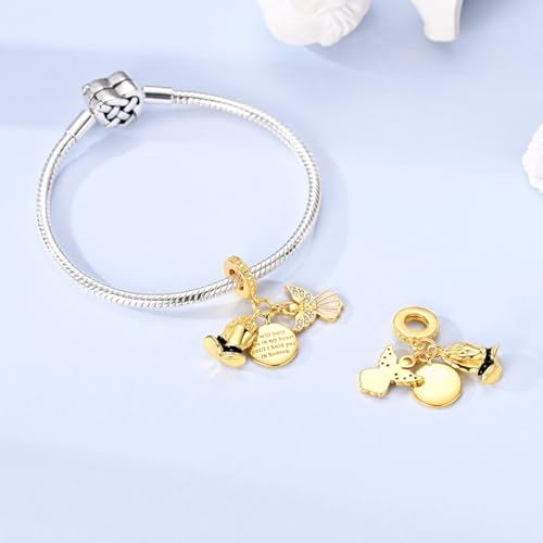 14K Gold Plated Charms for Bracelets Necklace Star Moon Cross Beads Woman | 925 Sterling Silver Charms Butterfly Cute Cat Dog Evil Eye Lucky Bracelet Beads Aesthetic Peandant Jewelry Gift for Mom - color: gold 5