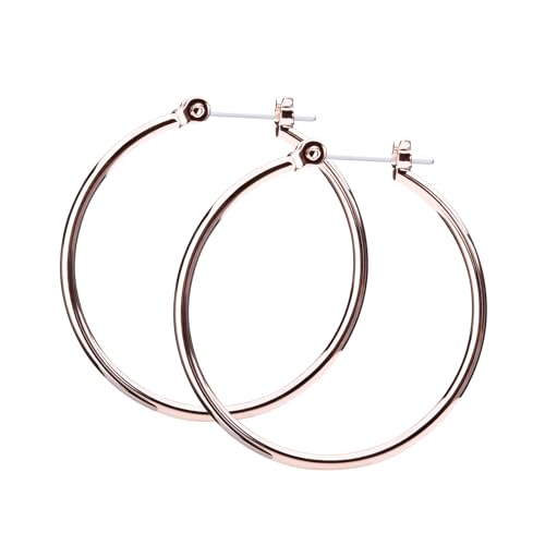 LOKUMI Resin Post Hoop Earrings | Hypoallergenic & Nickel-Free | Made in Japan | Available in 6 sizes and 3 finishes: Silver, 24K Gold, and Pink Gold - color: 30mm 18K pinkgold plated