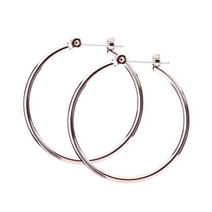 LOKUMI Resin Post Hoop Earrings | Hypoallergenic & Nickel-Free | Made in Japan | Available in 6 sizes and 3 finishes: Silver, 24K Gold, and Pink Gold - color: 30mm 18K pinkgold plated