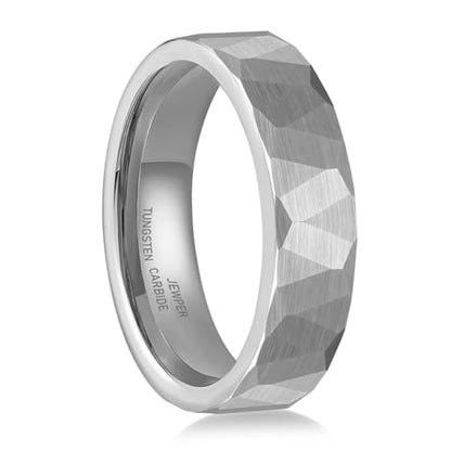 2/4/6/8mm Black/silver/gold Tungsten Rings for Men Womens Couple Fashion Jewelry Promise Engagement Wedding Band Hammered Inner ring inlaid with olive wood Carbide Polished Edge Comfort Fit - color: 6MM silver