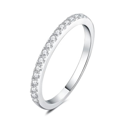 JewelryPalace 6 Stone Cubic Zirconia Half Eternity Stackable Wedding Rings for Women, 14K White Yellow Rose Gold Plated 925 Sterling Silver Promise Rings for Her, Simulated Diamond Wedding Band Ring - color: A-half eternity- Brass