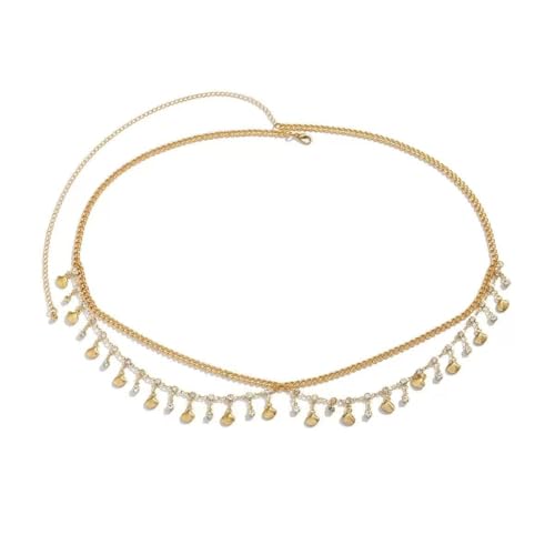 Alloy Waist Chain for Women, Adjustable Body Chain Belt, Layered Bikini Belly Chain, Jewelry for Beach Wear, Summer, Wedding, Festival, Party and Concert - color: Rhinestone Dangle Chain