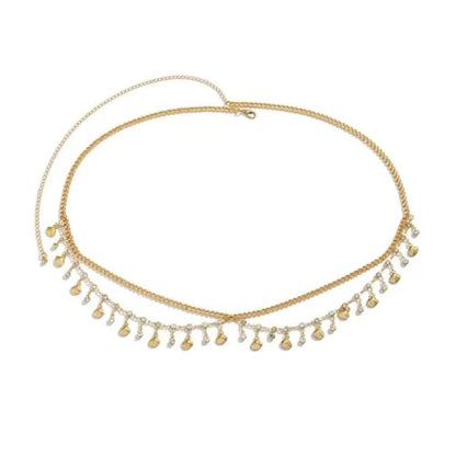 Alloy Waist Chain for Women, Adjustable Body Chain Belt, Layered Bikini Belly Chain, Jewelry for Beach Wear, Summer, Wedding, Festival, Party and Concert - color: Rhinestone Dangle Chain