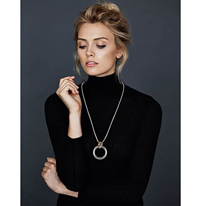 CLASSYZINT Long Silver Necklace For Women, Rope Chain Snake Chain With Pendant Necklace | Sweater Necklace | Teacher Gifts | Silver Pendants Necklace - color: Silver