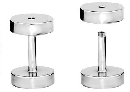 Forbidden Body Jewelry 1.2mm - 16mm Surgical Steel Ear Gauges Screw Fit Tunnels, Tunnel Plug Earrings Sold as a Pair - style: 1.2mm (16 Gauge)