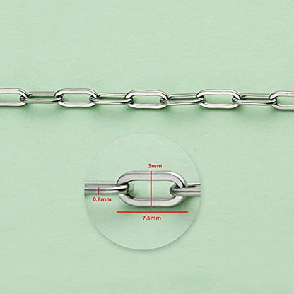 UMAOKANG 16.4 Feet Silver Stainless Steel Chains for Jewelry Making Cable Long Craft Link Chain Roll Paperclip Necklace Chains Bulk with Jump Rings Lobster Clasps Extender Chain - color: Steel Paperclip