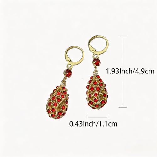 Upscale Bling Teardrop Rhinestone Drop Dangle Earrings, Inlaid Crystal Ear Buckles for Ladies Wedding Cocktail Formal Daily Gifts - color: Gold