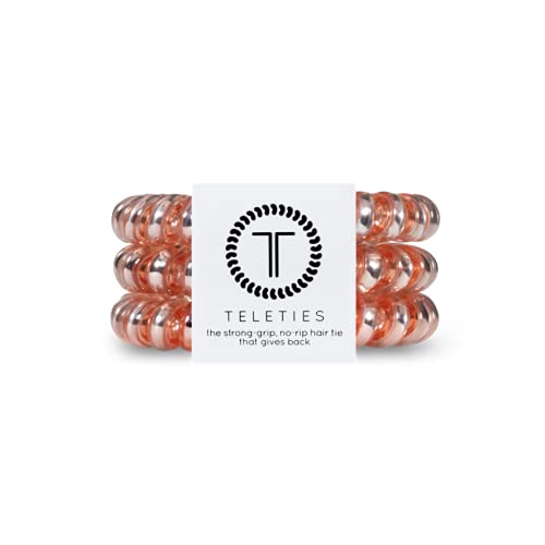 TELETIES - Spiral Hair Coils - Ponytail Holder Hair Ties for Women - Phone Cord Hair Ties - Strong Grip, No Rip, Water Resistant, No Crease Hair Tie Coils - 3 pack (Large, Millennial Pink) - color: Millennial Pink