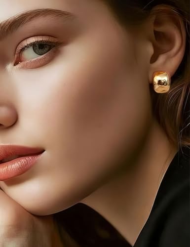 13 Pairs Clip on Earrings for Women Chunky Non Pierced Hoop Earrings CZ Pearl Knot Croissant Tube Twist Stud Hoop Clip on Earring Set Fake Earrings Clips Jewelry 14K Gold Silver Plated - color: Gold