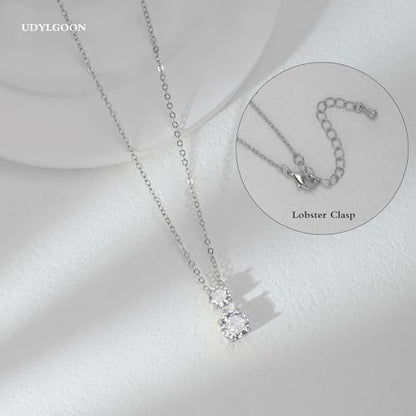 3-Piece Cubic Zirconia Wedding Jewelry Set for Women Bride Bridesmaid Gift | Hypoallergenic, Earrings Necklace Adjustable Bracelet for Prom Formal Parties - color: White Gold