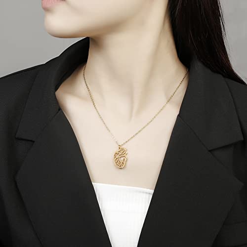 18K Gold Plated Stainless Steel Bee Honeycomb Pendant Necklace, Adjustable Y Lariat Conch/Guitar/Horseshoe Necklace for Women - color: Gold, style: Heart