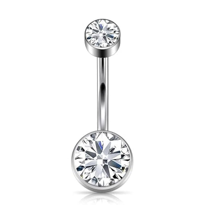 Titanium Floating Belly Button Rings 14G, ASTM F136 Implant-Grade Curved Barbell, Internal Thread with 6mm Teardrop Gems, Sparkle Navel Piercing Jewelry, 10mm/12mm Length - color: Silver-Clear cz, size: 1/2"(12mm)