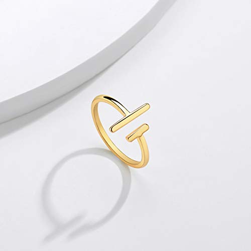 Valloey Rover Gold Rings for Women Non Tarnish Thumb Ring | 14k Gold Plated Adjustable Open Cross Wedding Rings Waterproof Fashion Statement Jewelry for Women Trendy Gift - color: 2BAR
