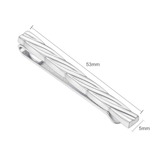 Mens Chain Tie Clips For Men Unique Silver Black Gold Tie Bar Round Stainless Steel Tie Clip - style: Simple Silver