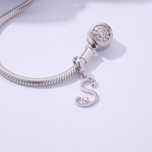 Letter Charms for Pandora Bracelets 925 Sterling Silver Alphabet Initial Charms Bead Jewelry Gift for Women - style: Initial S