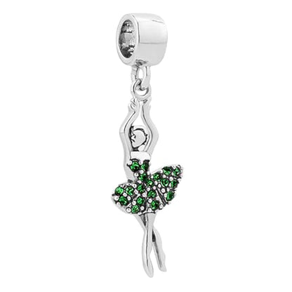 Birthstones Ballet Dancer Dangle Charm fits Pandora Charms Bracelets Gift for Daughter Granddaughter Women Sister Birthday - style: May Birthstones