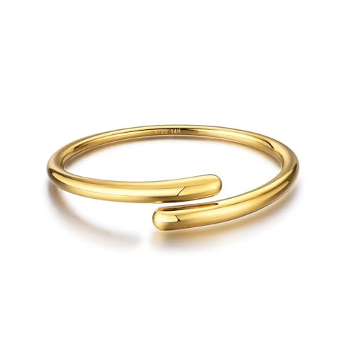 14K Gold Filled Cuff Bnagle Bracelets for Women Bypass Teardrop Adjustable Wrap Open Bracelet Simple Minimalist Statement Stackable Bracelets High Polished Smooth Gold Silver Tone - color: Gold