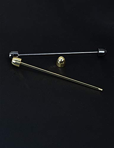 3PCS Men's Classic Brass Shirt Collar Bar Tie Pins Set for Wedding Business with Gift Box - color: Bullet Head