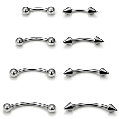 Eyebrow Piercing Jewelry Surgical Steel Curved Barbell Tiny Eyebrow Ring Vertical Labret Lip Jewelry Ear Rook Navel Small Belly Button Ring for Women Men 20g 16g 6mm/8mm/10mm/12mm - color: Silver tone Eyebrow Piercing Jewelry 16G