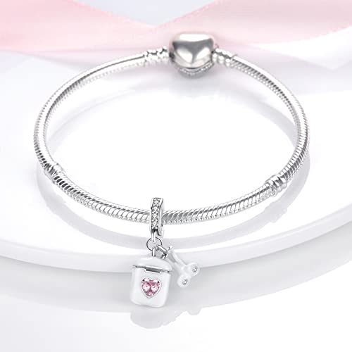 Pandach 925 Sterling Silver Charms for Bracelets and Necklaces Travel Round The World Beads Charms Relaxation Dangle Pendant,Jewelry Beads Gifts for Women - style: A- Headphones Charm
