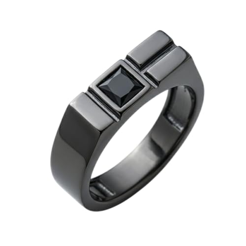 Modern Square Signet Ring 925 Sterling Silver Black Rhodium for Men | Made to order in 60+ sizes, solid 925 sterling silver, black rhodium finish, geometric standout piece for modern styling.