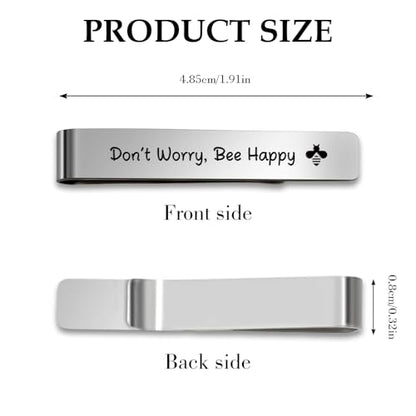Inspirational Gifts Bee Themed Emotional Support Stainless Steel Tie Clip Pin Bar Cheer Motivational Gifts Encouragement for Men Thinking of You Gift for Someone Struggling Bee Lovers Stuff Gift