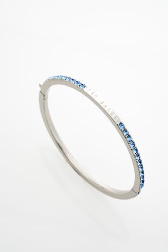 Ted Baker London Claudia Narrow Crystal Hinged Bangle Bracelet for Women - color: Silver/Light Blue Crystal