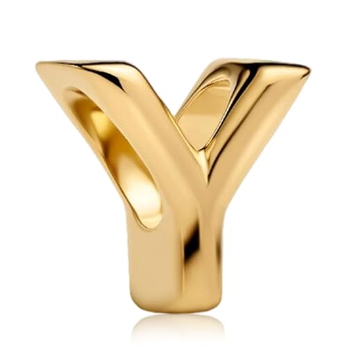 Gold Letter Charms A-Z for Bracelets 925 Sterling Silver Alphabet Initial Charms Beads Jewelry Gifts for Women - color: Y