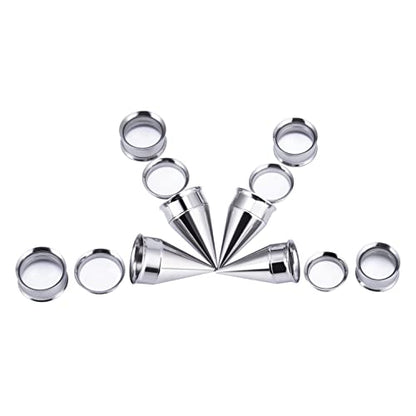 36PCS Ear Gauge Stretching Kit Stainless Steel Double Flare Alloy Tapers 3 In 1 Plugs Set Eyelet 14G-00G - color: 3 in 1-(17-20mm)-flare