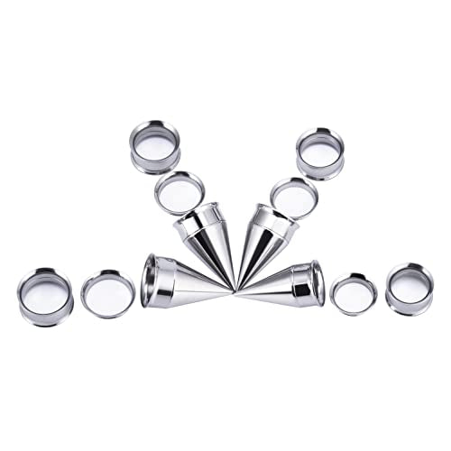 36PCS Ear Gauge Stretching Kit Stainless Steel Double Flare Alloy Tapers 3 In 1 Plugs Set Eyelet 14G-00G - color: 3 in 1-(17-20mm)-flare