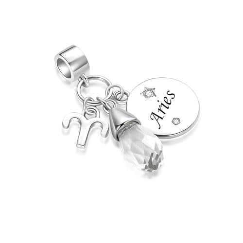 LSxAB Birthday Birthstone Zodiac Sign Charm Compatible with Pandora Charms Bracelets for Women - style: 04 Aries