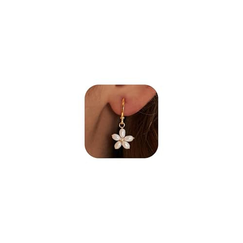 Pearl Drop Earrings for Women Trendy Long Pearl Wedding Earrings for Brides Statement Earring for Women Daily Party Dress Accessories - color: A3:flower hoop pearl earrings