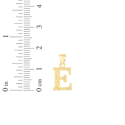 Floreo 10k Yellow Gold 0.45" Personalized Lighting Alphabet Letter A - Z Initial Charm Pendant with optional Extendable Chain Necklace - size: Pendant Only, style: - E -