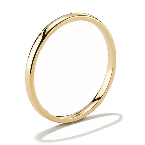 NOKMIT 2mm 4mm 6mm Gold Wedding Bands for Women Men Dainty Gold Silver Tungsten Cigar Band Rings Thumb Pinky Ring High Polish Non Tarnish Comfort Fit Size 4-12 - color: Gold, size: 10.5, style: 2mm