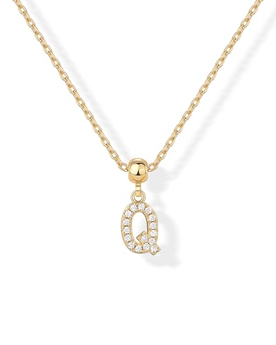 PAVOI 14K Gold Plated Dainty Initial Letter Necklace with Charms for Women | Adjustable Chain Gold Charm Initial Necklaces, Small Alphabet Letters Removable Pendants Cute Jewelry Gifts - style: - Q