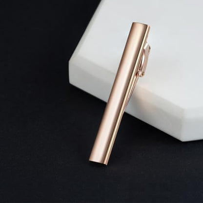 HONEY BEAR Standard Tie Clip Bar for Men Business Wedding Gift | Classic Minimalist, Steel-Plated Copper Base, Gift-Boxed, Thickened, Rounded Corners, Easy to Slide On, No Snag or Wrinkle