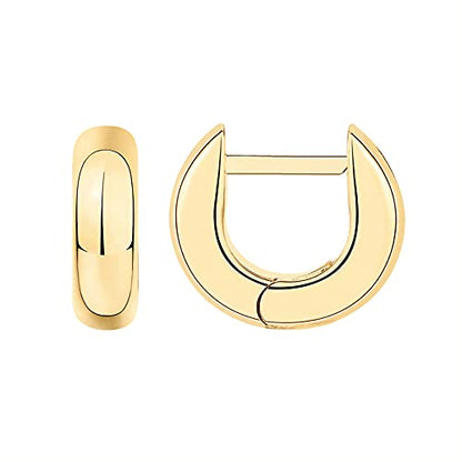 PAVOI 14K Gold Plated Chunky Huggies Earrings for Women - 925 Sterling Silver Posts Small Gold Huggie Hoop Earrings - Ultra Thick Hoops Trendy Jewelry - style: Thick