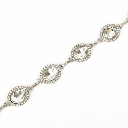 ILuvatar Green Glass Diamond Chain Belt - Metal Women's Western Style Dress Belt - color: White-8