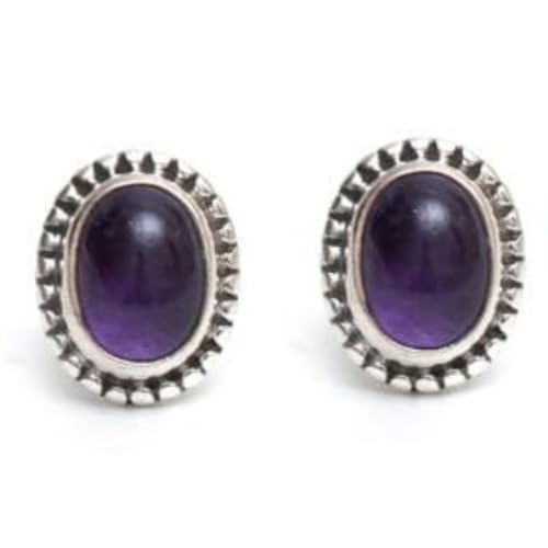 Genuine Gemstone Stud Earrings Oxidized 925 Sterling Silver Stud Earrings Trendy Western Jewelry Everyday Wear Gift For Her