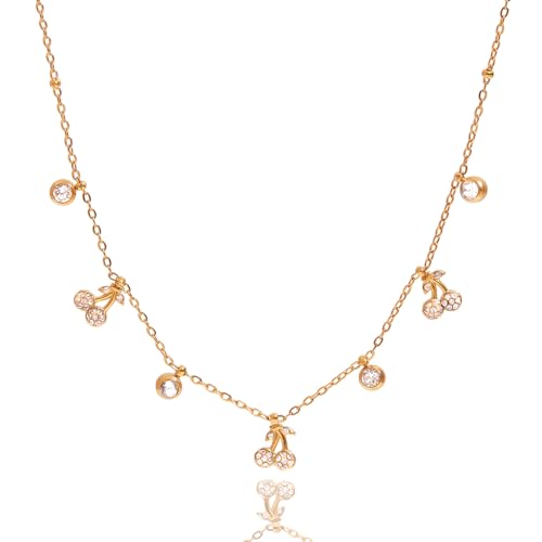 Unisex Celestial Gold Pendant Necklaces, Sun/Moon/Star/Angle Celestial Elements Unisex Choker Gold Lover Chains for Men and Women Jewelry - color: Layer - Cherry